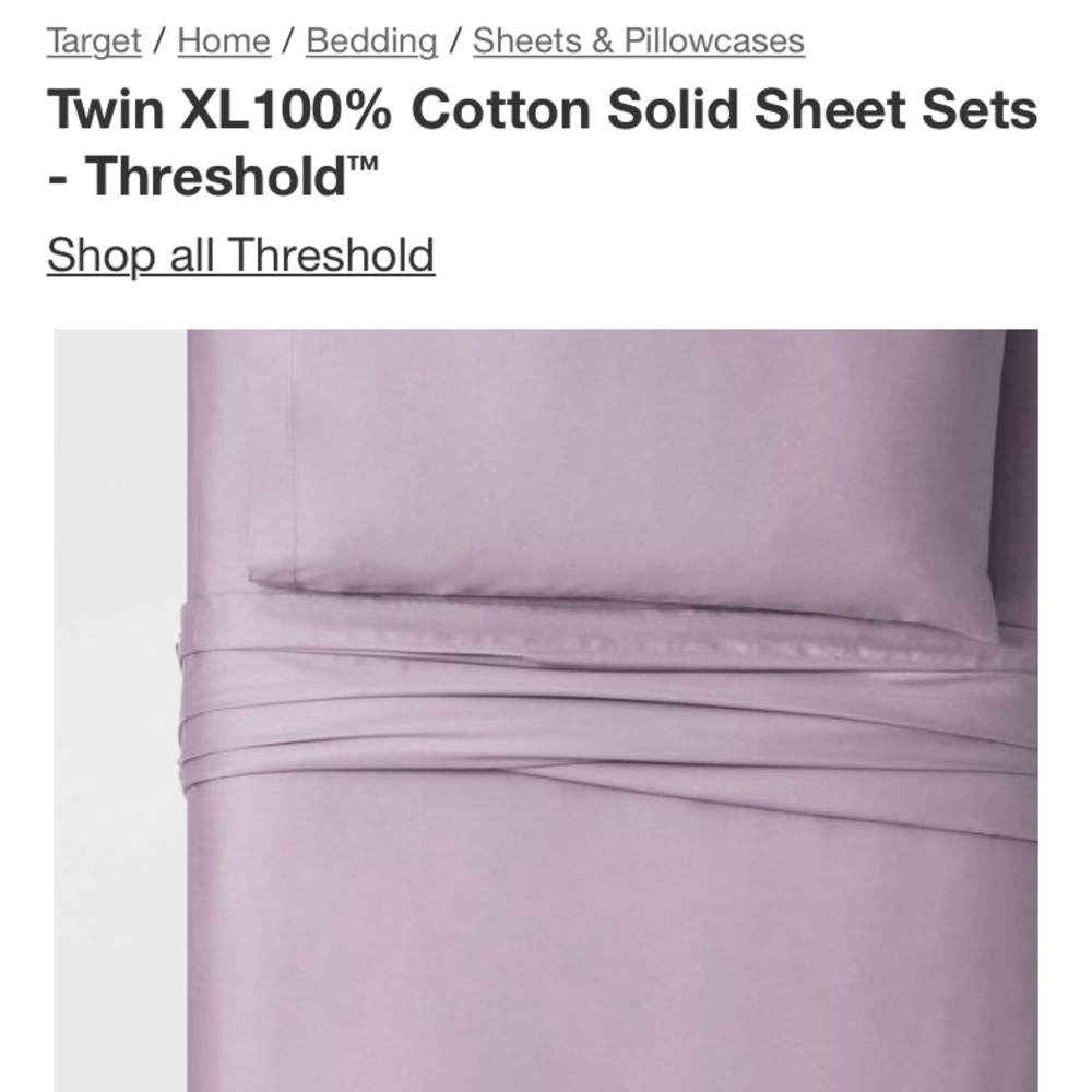 Target Threshold Sea Fog Purple Twin XL Sheet Set